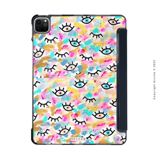 Funda ultra protectora para iPad pintada a mano pieza única - I See You Pastel