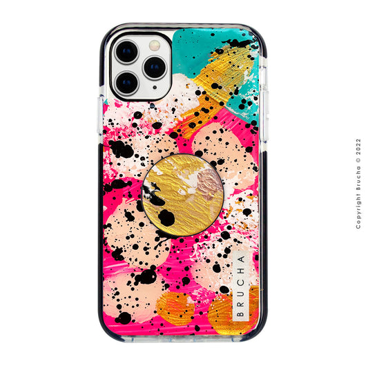 Set de funda ultra protectora, holder match y mica vidrio templado, pintada a mano para iPhone 11 Pro - Lloris