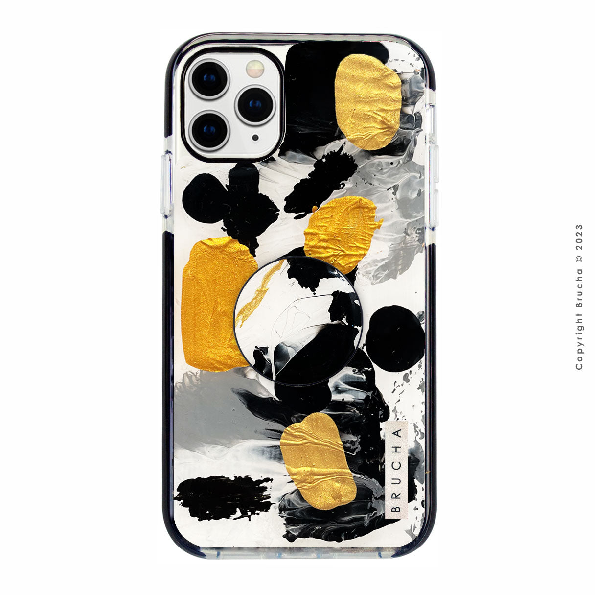 Set de funda ultra protectora, holder match y mica vidrio templado, pintada a mano para iPhone 11 Pro Max - Jadon