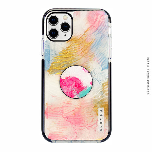 Set de funda ultra protectora, holder match y mica vidrio templado, pintada a mano para iPhone 11 Pro Max - Oblack