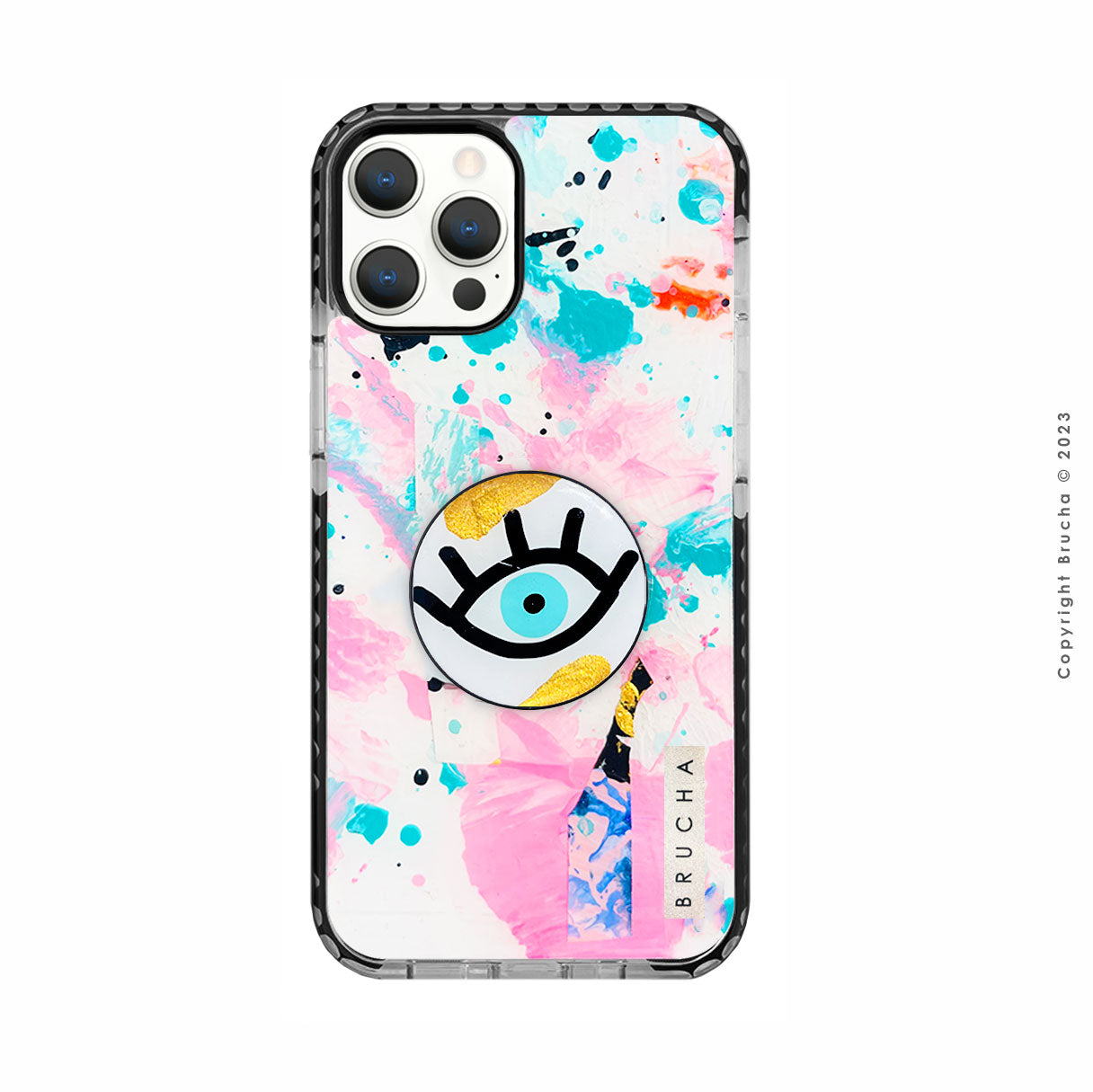 Set de funda ultra protectora, holder match pintada a mano para iPhone 12/12 pro - Somira