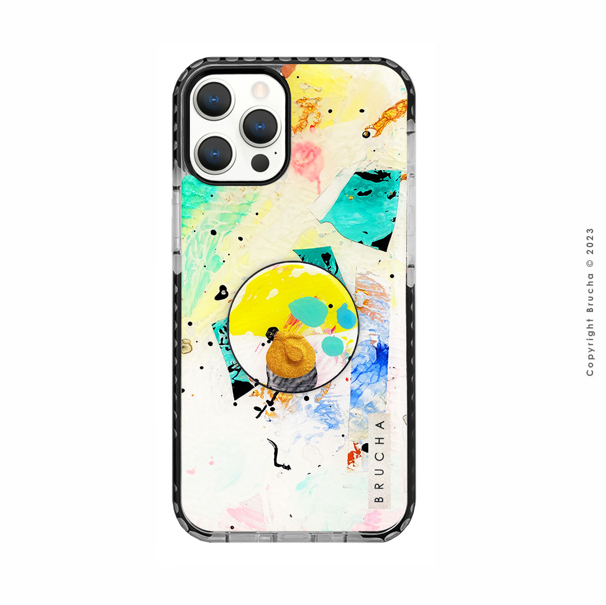 Set de funda ultra protectora, holder match y mica vidrio templado, pintada a mano para iPhone 12/12 pro - Goran