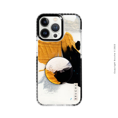 Set de funda ultra protectora, holder match y mica vidrio templado, pintada a mano para iPhone 13 pro - Dione