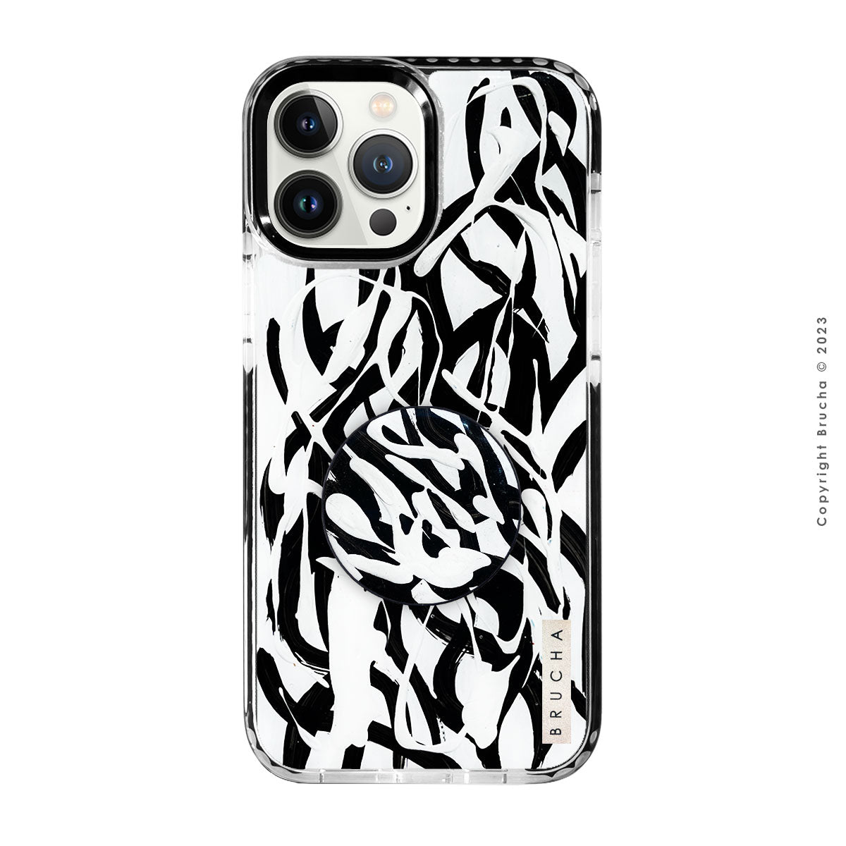 Set de funda ultra resistente, holder match y mica, pintada a mano para iPhone - Simpo