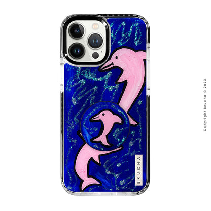 Set de funda ultra resistente, holder match y mica, pintada a mano para iPhone - Sea