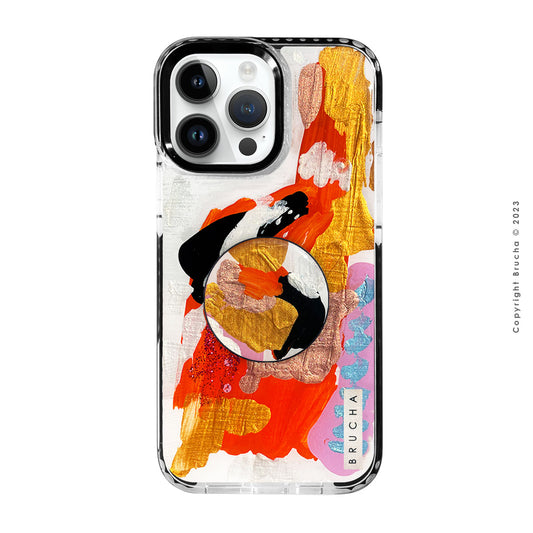 Set de funda ultra protectora, holder match y mica vidrio templado, pintada a mano para iPhone 14 Pro Max - Nicola