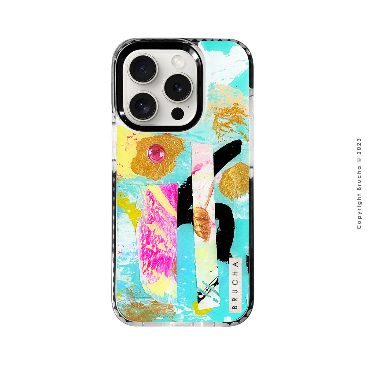 Funda ultra protectora pintada a mano para iPhone 15 Pro - Heart BRILLANTES EDICIÓN LIMITADA💎