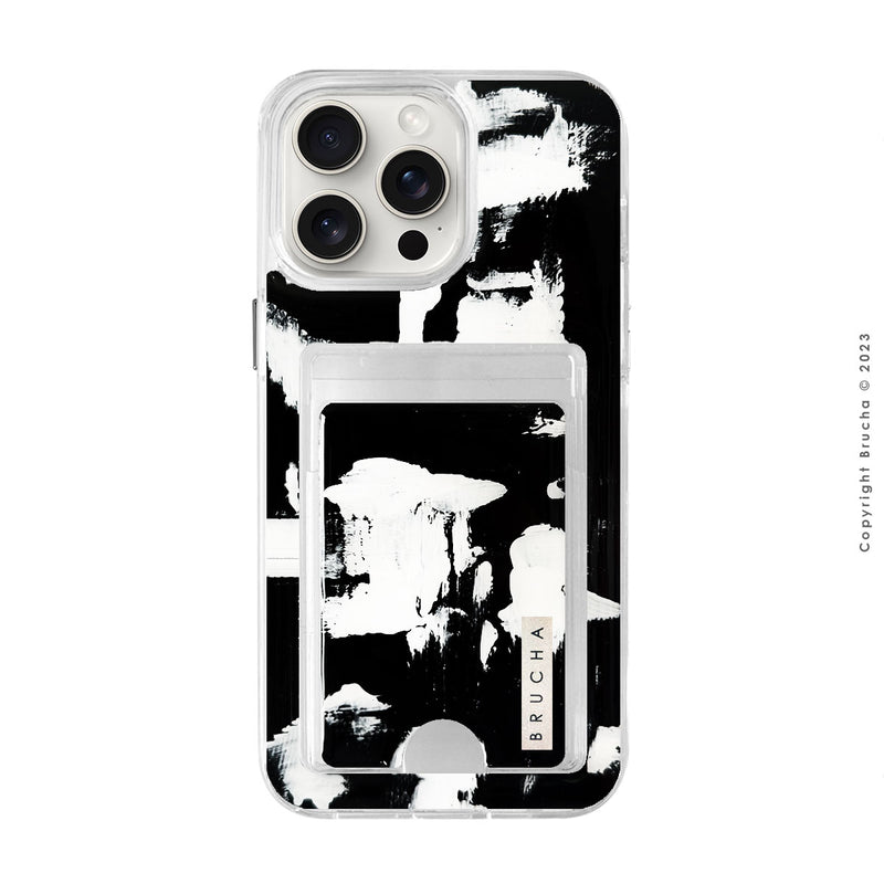 Funda Impact con cartera pintada a mano para iPhone - Pared Negra