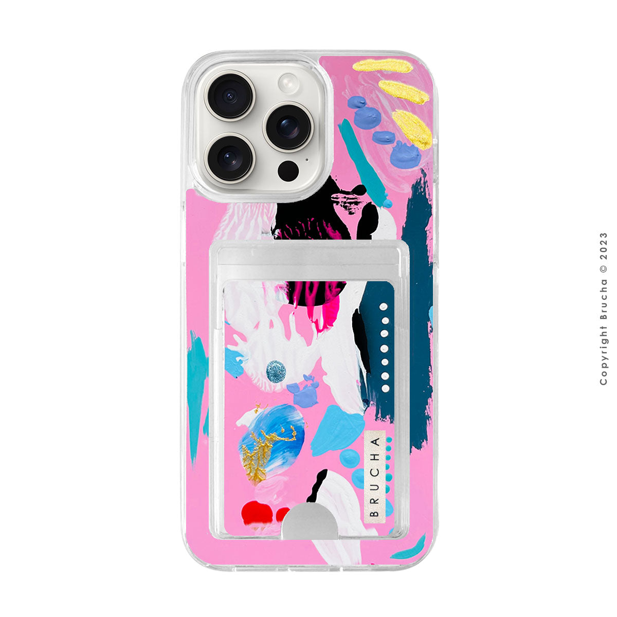 Funda Impact con cartera pintada a mano para iPhone 15 Pro Max - Rola