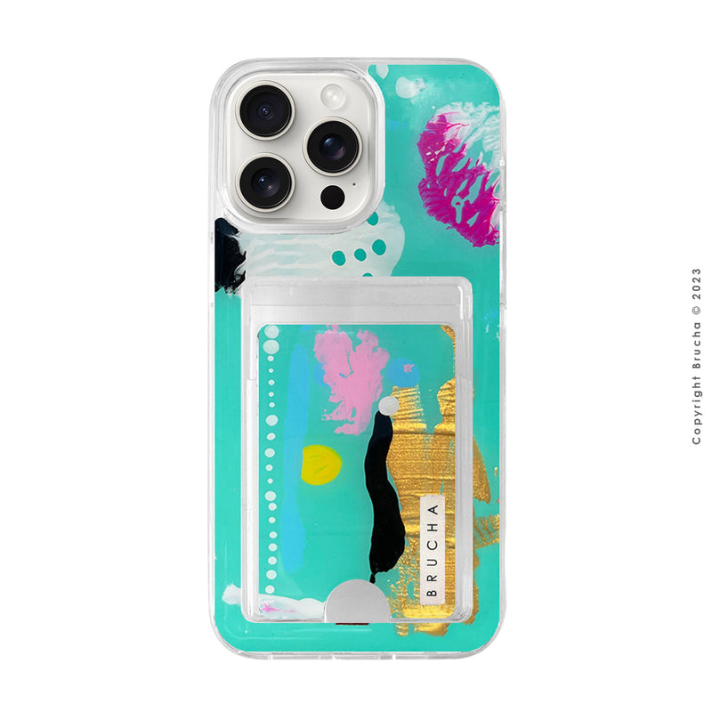 Funda Impact con cartera pintada a mano para iPhone 15 Pro Max - Amarga