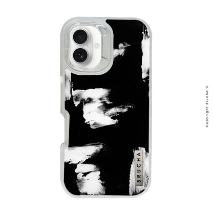 Funda ULTRA resistente transparente pintada a mano para iPhone 16 Plus - Pared Negra