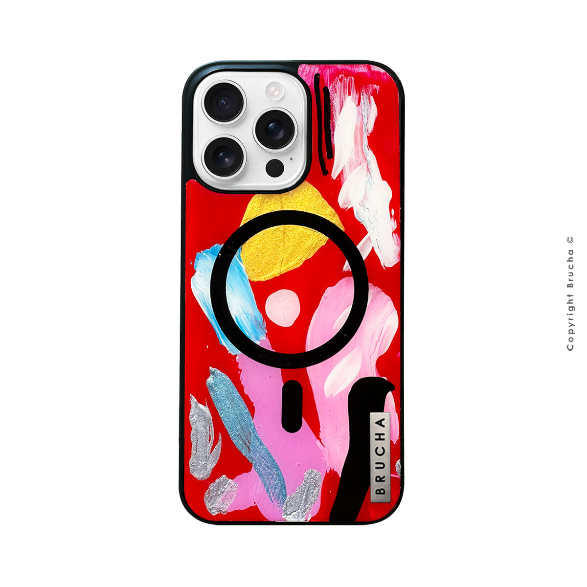 Funda Magsafe ultra protectora pintada a mano para iPhone 16 Pro Max - Carmesí