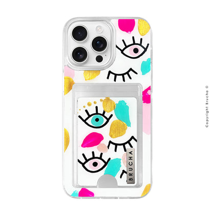 Funda Impact con cartera pintada a mano para iPhone 14 Pro Max - I See You