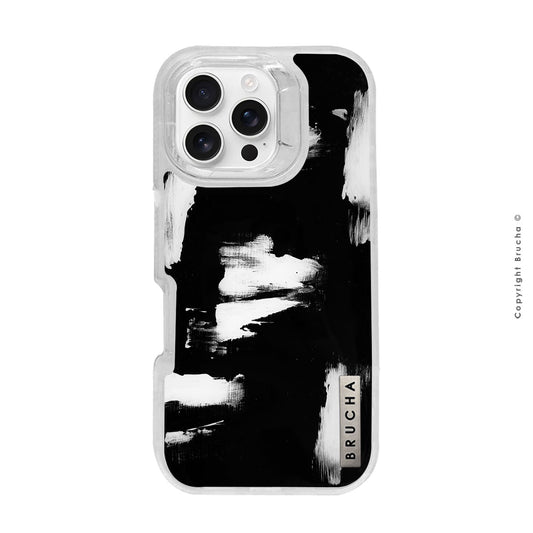 Funda ULTRA resistente transparente pintada a mano para iPhone 16 Pro - Pared Negra