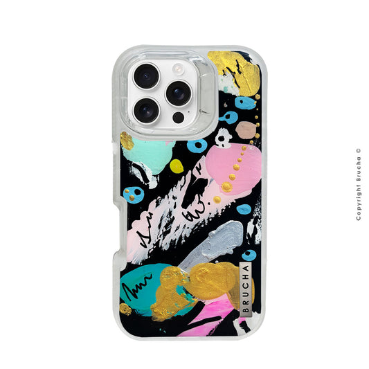 Funda ULTRA resistente transparente pintada a mano para iPhone 16 Pro - Black