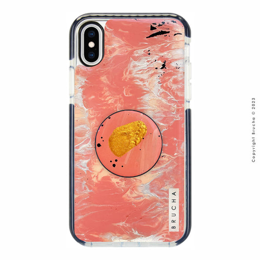 Set de funda ultra protectora, holder match y mica vidrio templado, pintada a mano para iPhone X / XS - Pierre