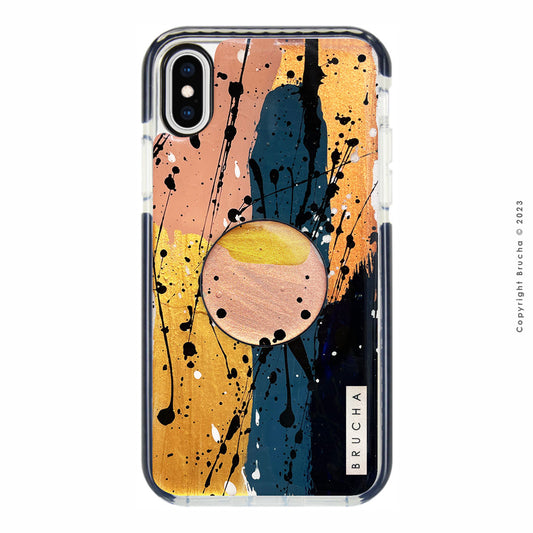 Set de funda ultra protectora, holder match y mica vidrio templado, pintada a mano para iPhone Xs Max - Stegen