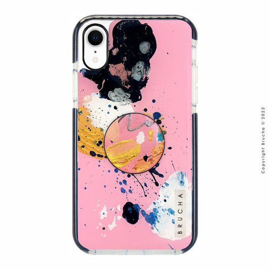 Set de funda ultra protectora, holder match y mica vidrio templado, pintada a mano para iPhone XR - Gálvi