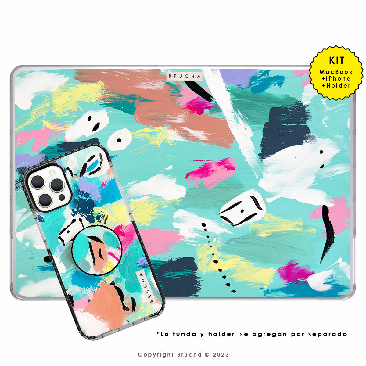 Funda ultra protectora para MacBook pintada a mano pieza única - Laila