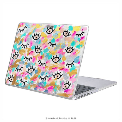 Funda ultra protectora para MacBook pintada a mano pieza única - I See You Pastel