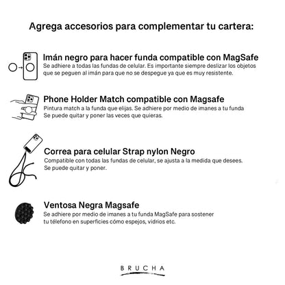 Cartera MagSafe con phone holder incluido pintado a mano - Pared Negra