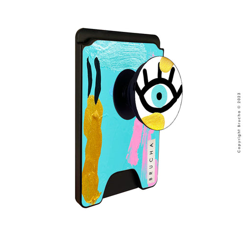 Cartera MagSafe con phone holder incluido handpainted - I See you azul makalu