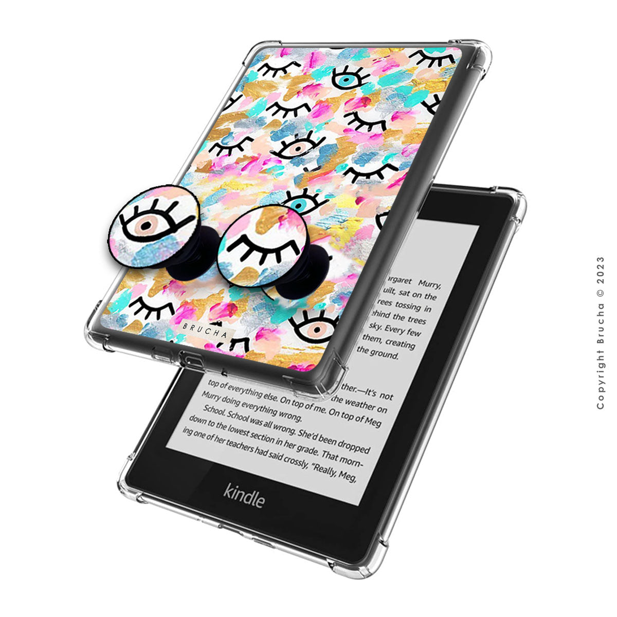 Funda ultra protectora y holder match para Kindle pintada a mano pieza única - I See You