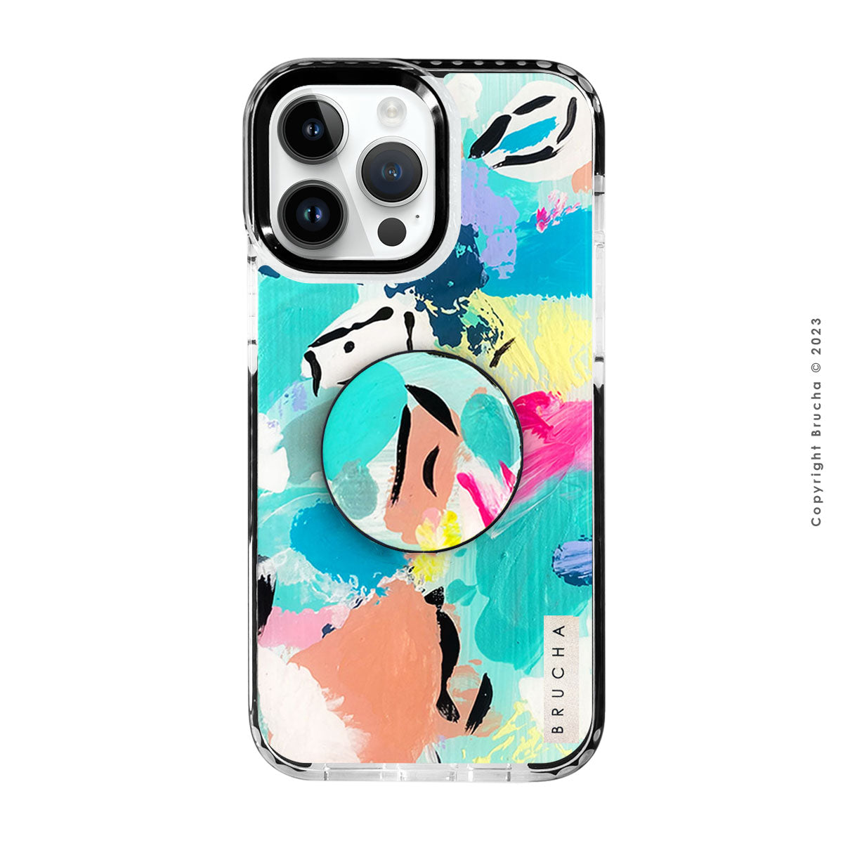 Set de funda ultra resistente, holder match y mica, pintada a mano para iPhone -  Laila