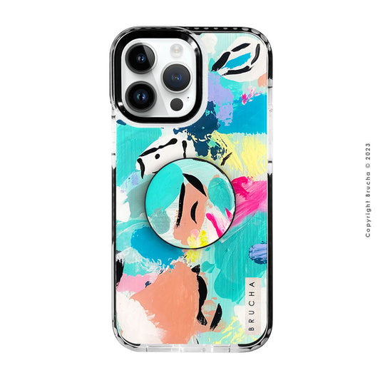 Set de funda ultra resistente, holder match y mica, pintada a mano para iPhone -  Laila