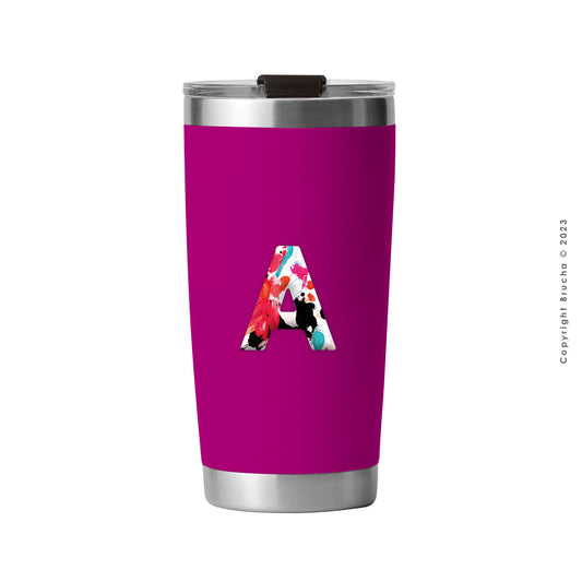 Termo Magenta con Inicial Colores 20 oz