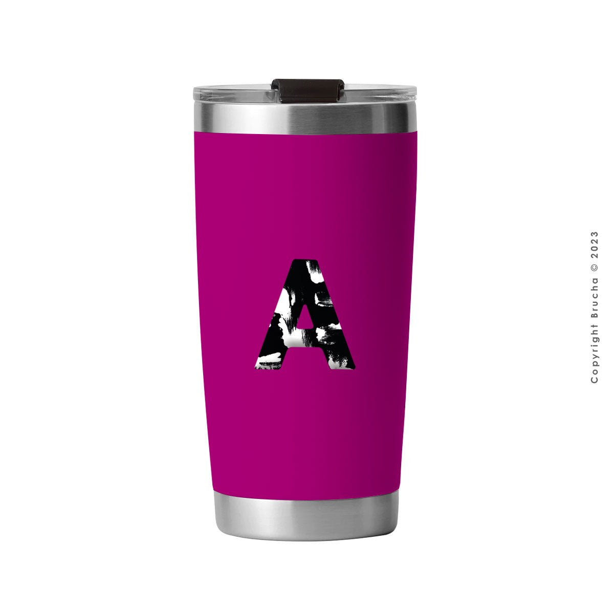 Termo Magenta con Inicial B&W 20 oz